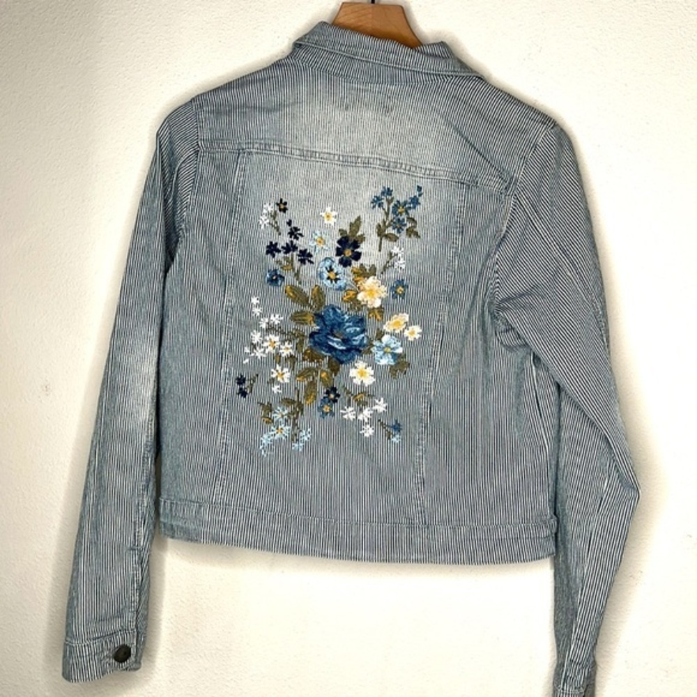 Driftwood Jacket in Pinstripe Lagoon Blue, size S NWT - Picture 5 of 6